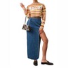 Women's Denim Maxi Skirt with Front Slit - Pretty Garbage - image 3 of 4