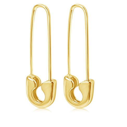 14K Small Gold Safety Pin Earrings