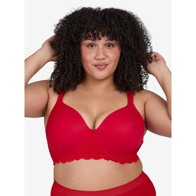 Leading Lady The Chloe – Lace Band Molded Underwire T-Shirt Bra in Pepper Red, Size: 42B.