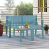 Tangkula Patio Loveseat 2-Person Bench w/ Curved Backrest Slatted Design for Backyard - 3 of 4