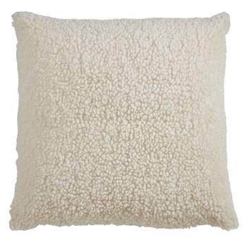18"x18" Faux Fur Throw Pillow Cover Ivory - Saro Lifestyle