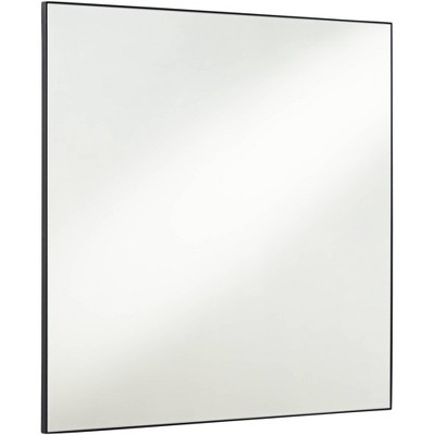 Elegant Matte Black 36" Square Iron Frame Wall Mirror