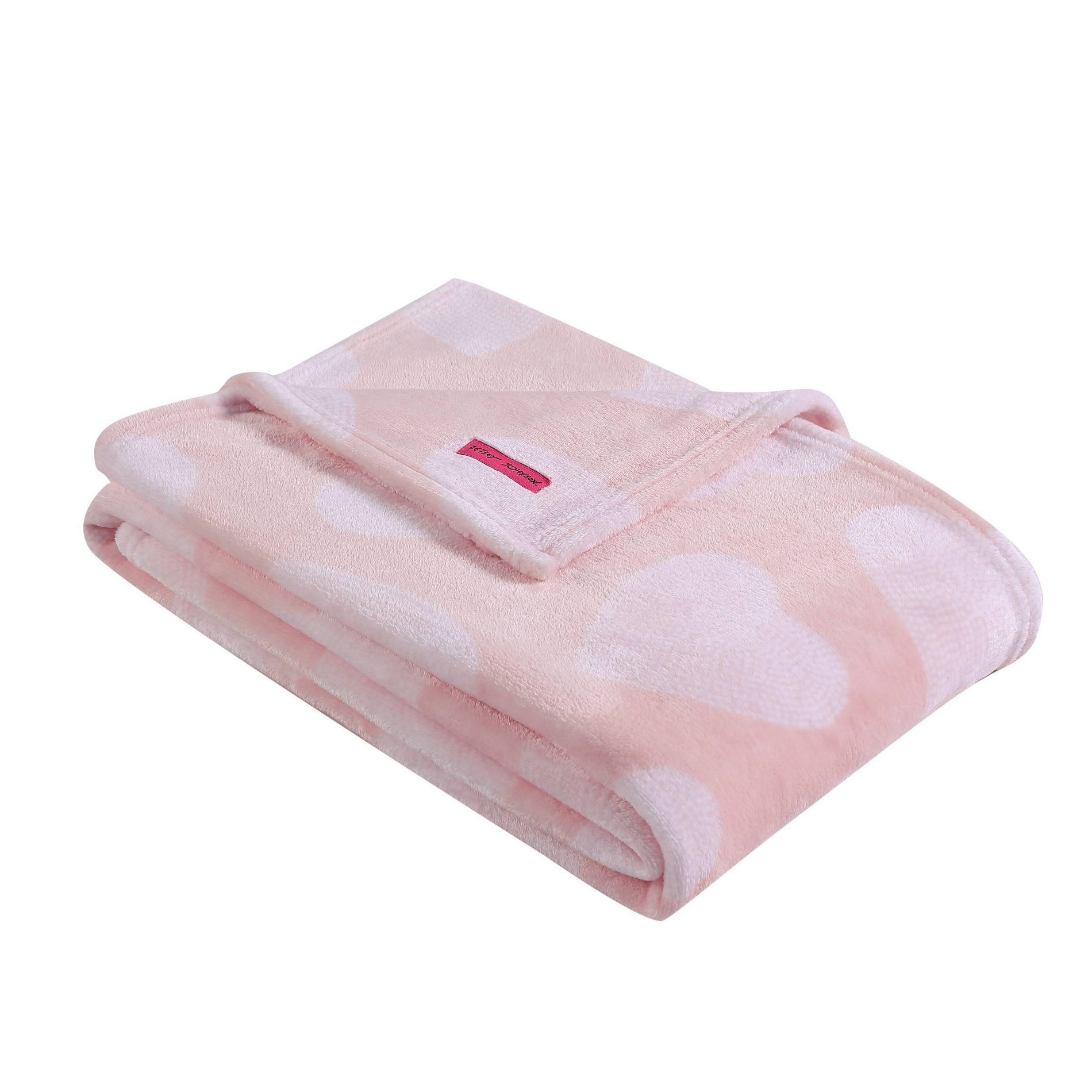 50"x70" Dotted Heart Plush Reversible Throw Blanket Pink - Betseyville: Soft, Cozy, Fleece, Lightweight
