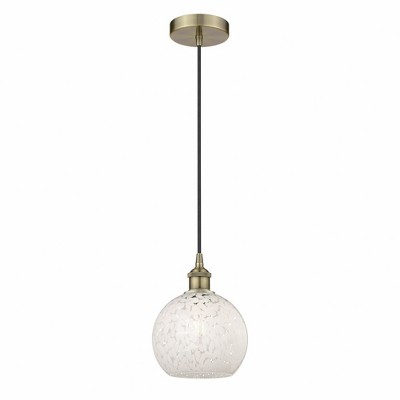 White Mouchette - 1 Light Cord Hung Mini Pendant In Modern Style-10 Inches Tall and 8 Inches Wide