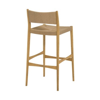 Erie Natural Oak Wood and Woven Paper Cord Counter Stool