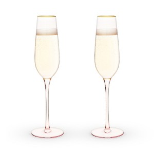 Twine Rose Wine Glasses Set, Gold Rimmed, Set of 2 - 1 of 4