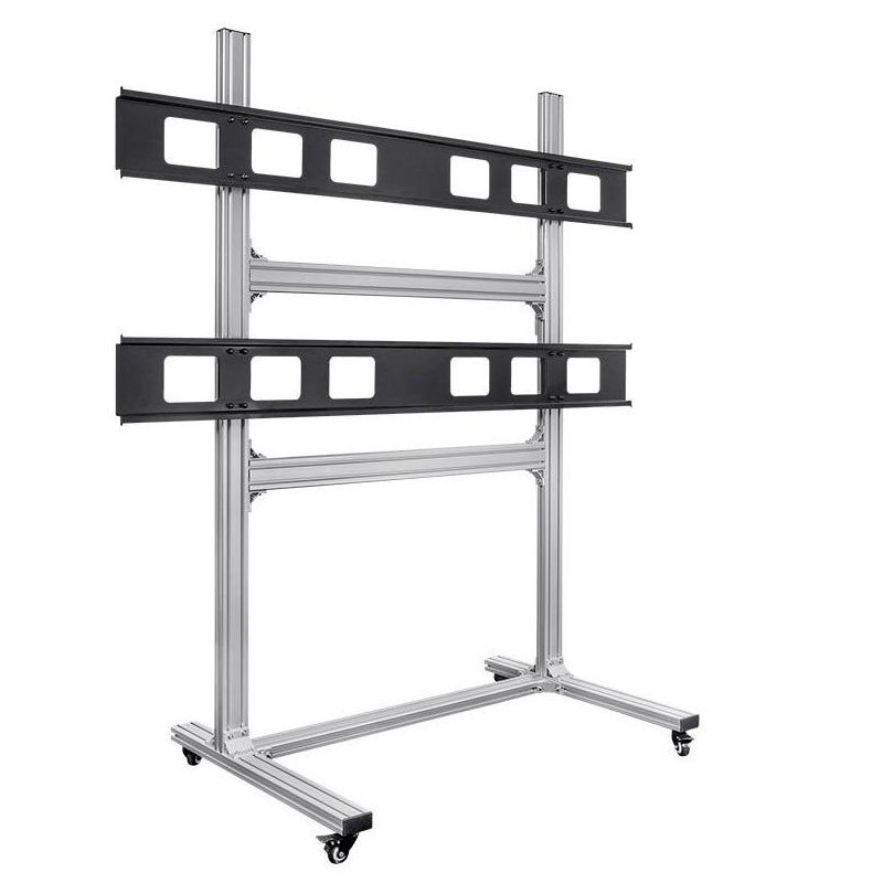 Monoprice Commercial Series 2x2 Video Wall Mount Bracket System Rolling Display Cart with Micro Adjustment Arms For LED, 2 of 7