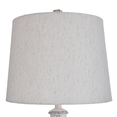 Berwyn Distressed White Lighthouse Table Lamp with Oatmeal Shade