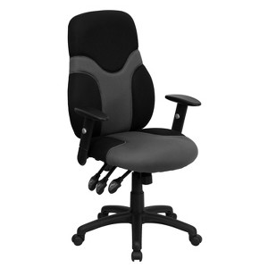 Emma and Oliver High Back Ergonomic Black/Gray Mesh Swivel Task Office Chair w/ Adjustable Arms - 1 of 4