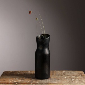 FURNIinspire Decorative Vases Handmade Traditional Flower Vase Pottery Ceramic Vase Elegant Home Living Room Decor, Black, 3.5"*3.5"*11" - 1 of 4