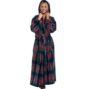 ADR Plush Fleece Robe for Women, Long Hooded Bathrobe with Hood, Plus Size - 1 of 3