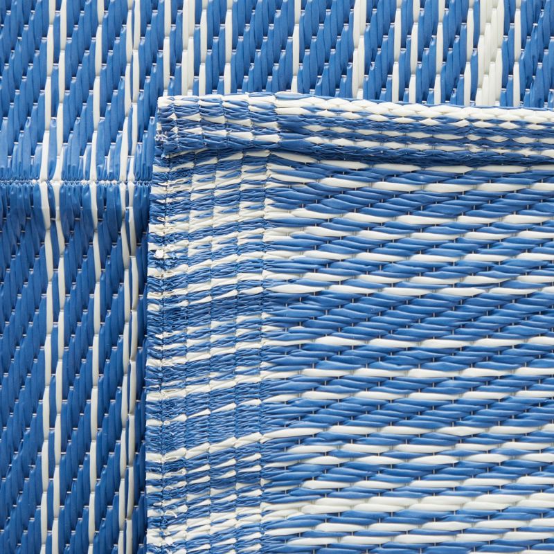 Juvale Plastic Straw Mat for Patio, Deck, Beach, Striped Indoor & Outdoor Patio Rug, Blue/White, 5x7 Ft, 5 of 7