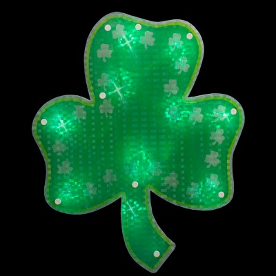 Northlight Lighted Green Shamrock St. Patrick's Day Window Silhouette - 14" - Green LED Lights