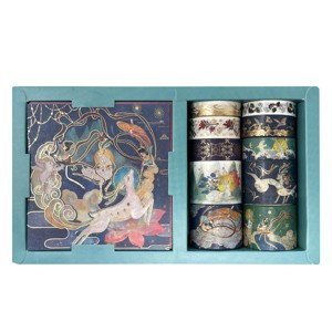 Wrapables Decorative Gold Foil Washi Tape and Sticker Set for Stationery, Diary, Card Making (10 Rolls & 10 Sheets) - 1 of 4