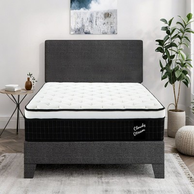Twin XL Size Black Medium Firm Hybrid Mattress, Memory Foam Knitted Cover & Pocket Springs, CertiPUR-US Certified-Coolbibila
