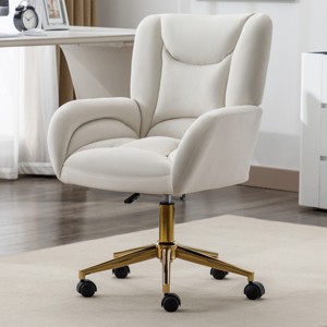 Velvet Office Chair Tufted Swivel with Wheels and Adjustable Height for Home Office or Study-3irtyhousy - 1 of 4