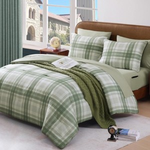 BAGOKIE Comforter Set Plaid Bedding Set 5/7 Pieces with sheets, Pillowcase & Sham - 1 of 4