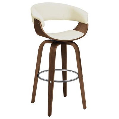 NicBex Bar Stools for Kitchen Island,Faux Leather Counter Bar Stools with Wood Legs,Bar Chairs for Dining Rooms,Kitchens Islands,White/Walnut
