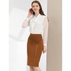 INSPIRE CHIC Women's Lace Panel Knee Length High Waist Pencil Zip Slit Skirts - 4 of 4