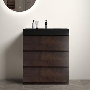 NicBex Bathroom Vanity with Sink Basin,Bathroom Sink Vanity with Storage Space,24/30/36 inch Bathroom Sink Cabinet without Drain,Walnut/Gray - 1 of 4