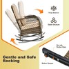Tangkula Patio Set of 3 Rocking Wicker Bistro Set w/ Tempered Glass Side Table Mix Brown - 3 of 4