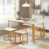 Tangkula 4PCS Dining Table Set Kitchen Table w/ Bench & 2 Stools Wing-shaped Metal Legs - 3 of 4