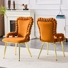 Velvet Dining Chair Set of 2, Upholstered Armrests Chair with Metal Legs, High Back Accent Chairs for Kitchen or Dining Room-Koiai - 2 of 4