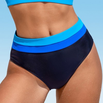 Women's Contrast Trim High Waisted Bikini Bottoms Swimsuit - Cupshe