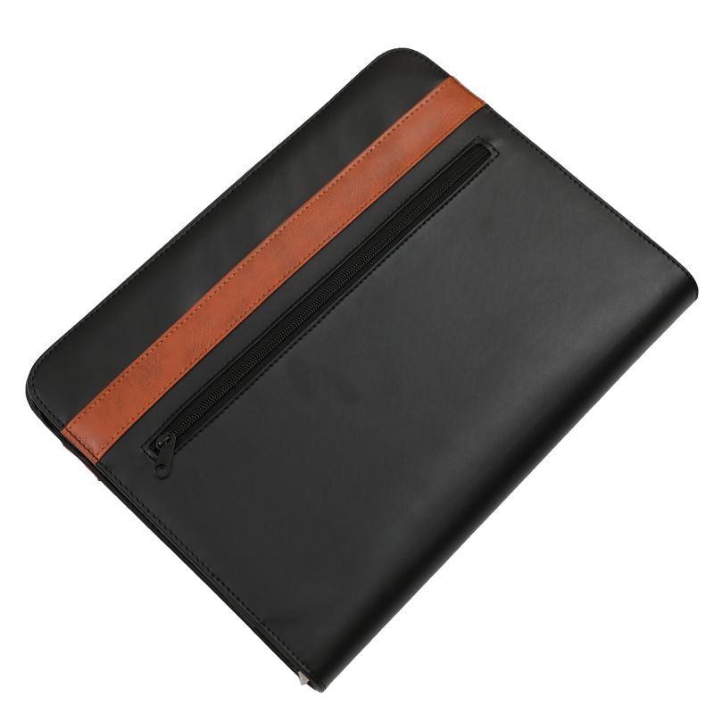 DEERLUX Black Leather Business Portfolio with Handles, Includes Large Notepad and Tablet Sleeve, 2 of 12