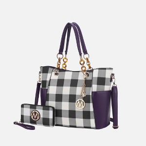 MKF Collection Bonita Checker Tote & Wallet Set Stylish Vegan Leather Bag by Mia K - 1 of 4