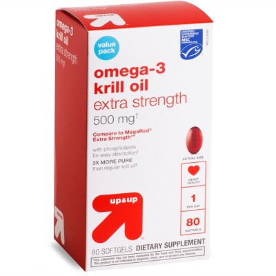 Omega-3 Krill Oil Extra Strength 500mg Softgels - 80ct - up & up™