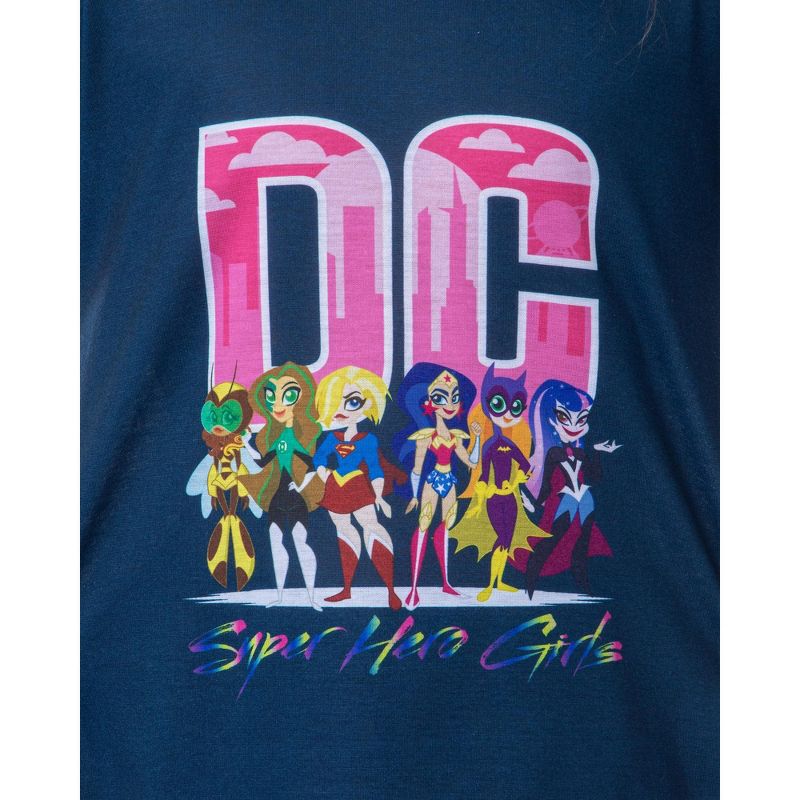 DC Comics Girls' Super Hero Girls Character Sleep Pajama Set Short Blue, 3 of 6