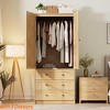 Large Wardrobe Closet w/ Drawers, 69.5" Wooden Wardrobe Cabinet w/ Hanging Rod, 2 Doors Clothing Storage Cabinet for Bedroom Anti-Tipping - 2 of 4