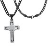 Steeltime 24" Men's stainless steel cross with St. Benedict pendant with greek key accents. Color Options: Silver, Gold - 2 of 4