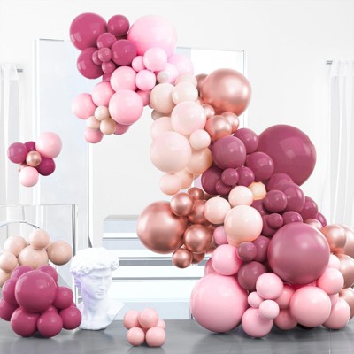PartyWoo Balloon Arch Kit Dusty Pink Dusty Rose 18 12 10 5 Inch 100 pcs