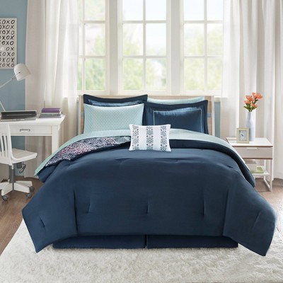 Intelligent Design 7pc Twin XL Blaire Comforter and Sheet Set Navy: Microfiber Bedding, Bohemian Medallion Pattern, Includes Pillowcases & Shams — фото 4