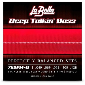 La Bella 760FM-B Deep Talkin' Bass Stainless Steel Flat Wound 5-String Bass Strings Medium (49 - 128) - 1 of 1