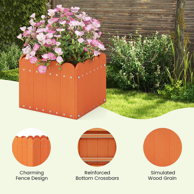 Tangkula 2 Pack Square Planter Box Weather-Resistant HDPE Flower Pot Garden Bed, 4 of 10