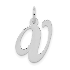 Black Bow Jewelry 14k White Gold, Ella Collection Medium Fancy Script Initial V Pendant - 1 of 4