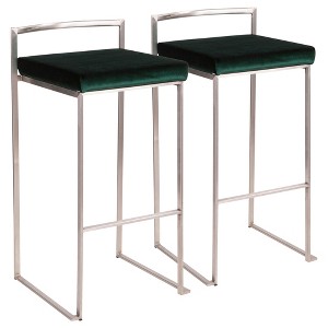 Padded Stackable Barstool with Metal Frame for Kitchen Island or Home Bar, Set of 2 - 1 of 4