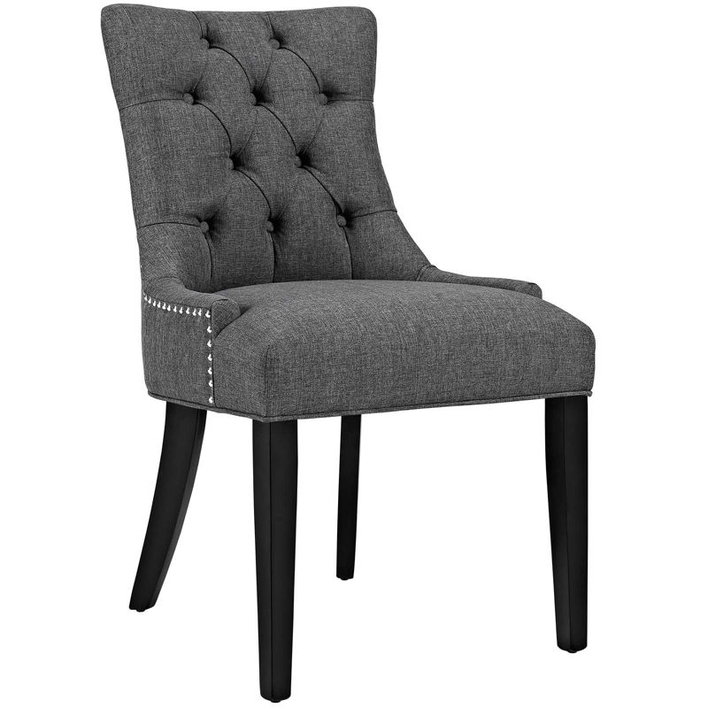 Regal Gray Tufted Parsons Side Chair with Nailhead Trim