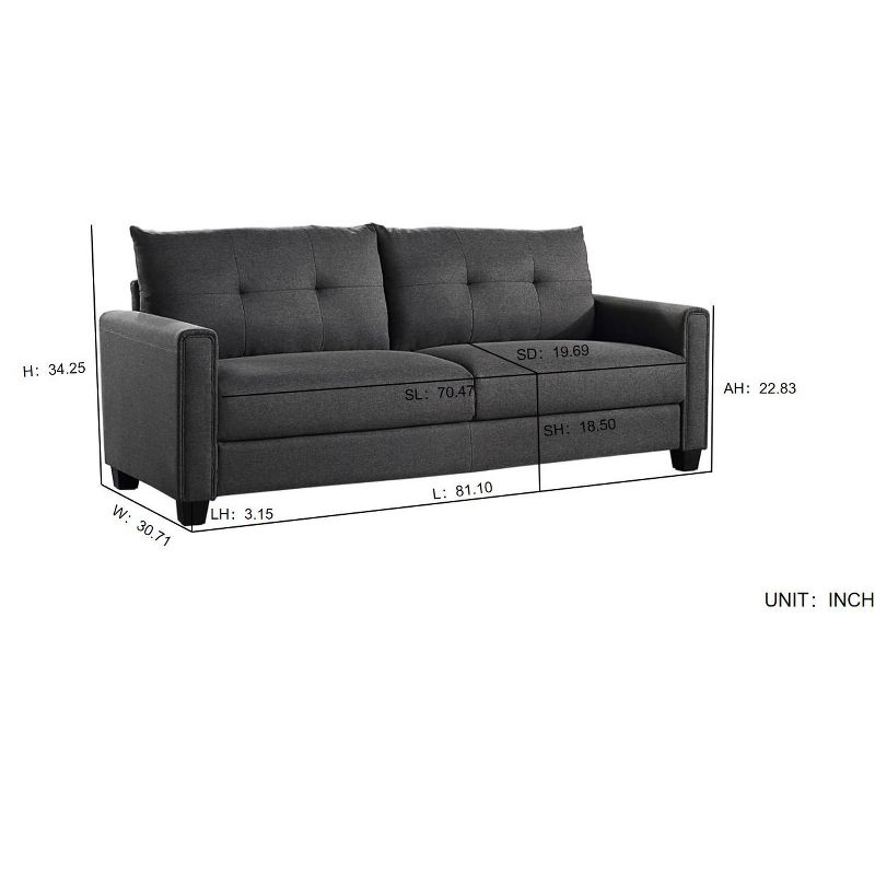 Modern 3-Seater Linen Upholstered Sofa - ModernLuxe, 3 of 7