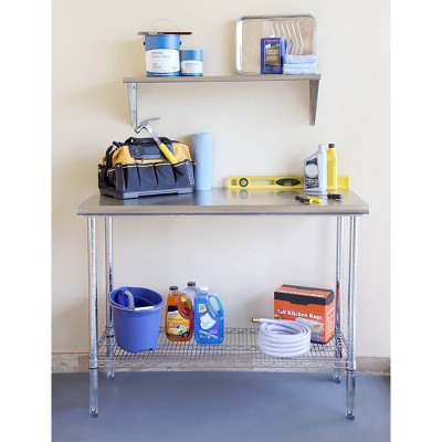 Commercial Stainless Steel Work Table with Chrome Frame