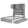 TIRAMISUBEST Full Size Platform Bed with USB Outlets and Storage Headboard, Wooden Bed Frame with 2 Storage Drawers and Slats Support - 3 of 4