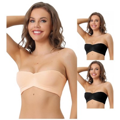 INSPIRE CHIC Women's Underwire Lightly Soft Unpadded Breathable 3/4 Cup Strapless Bralette Black 38B