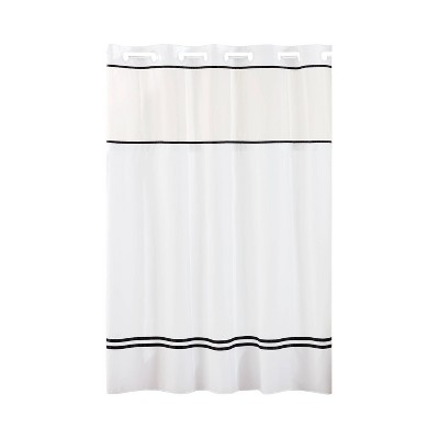 Monterey Shower Curtain with PEVA Liner White/Black - Hookless