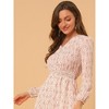 Allegra K Women's Floral Print V-Neck Smocked Waist Midi Dress - 4 of 4