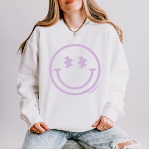 Simply Sage Market S.W.Smiley Smiley Face Outline Puff Print Lightweight Garment Dyed Sweatshirt - 1 of 4