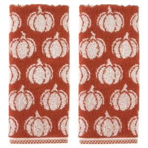 SKL Home 2pc Pumpkin Hand Towel Set Orange: Midweight Cotton Jacquard, Terry, Machine Washable, 25"x16" - 1 of 4