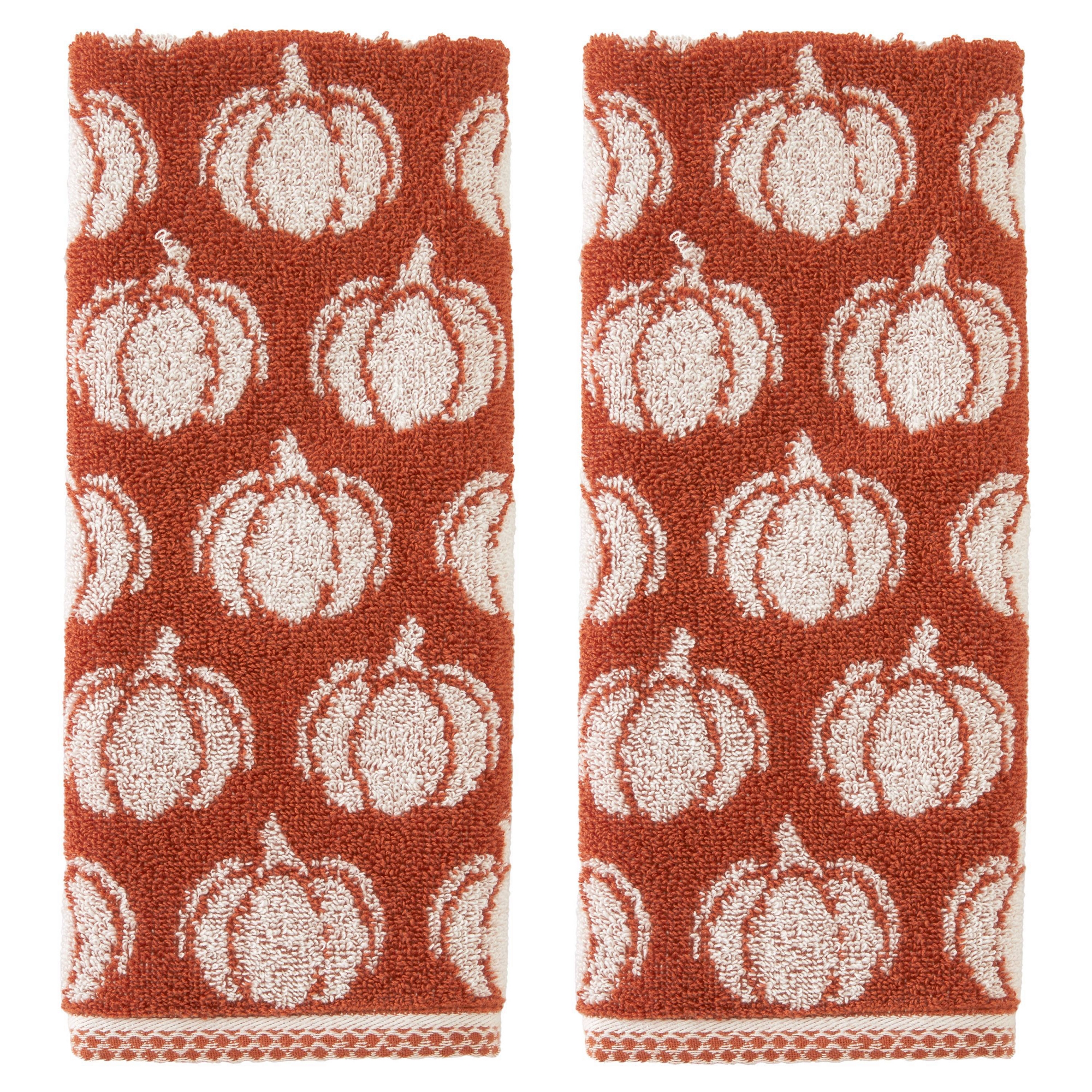 SKL Home 2pc Pumpkin Hand Towel Set Orange: Midweight Cotton Jacquard, Terry, Machine Washable, 25"x16"